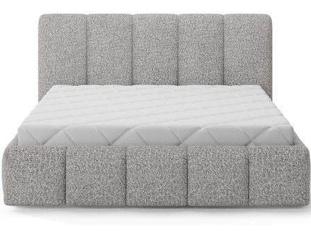 Lit coffre VIKA en tissu capitonné avec sommier relevable