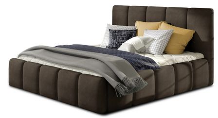 Lit coffre VIKA en velours capitonné avec sommier relevable