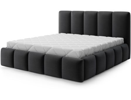 Lit coffre VIKA en velours capitonné avec sommier relevable