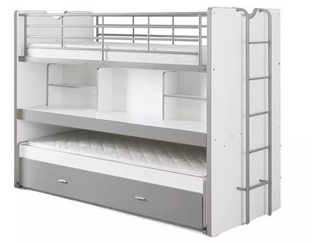 Lit combiné & superposé BONNY 90x200 – 3 couchages + bureau coulissant