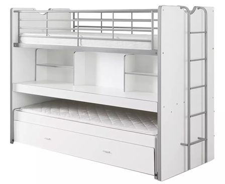 Lit combiné & superposé BONNY 90x200 – 3 couchages + bureau coulissant