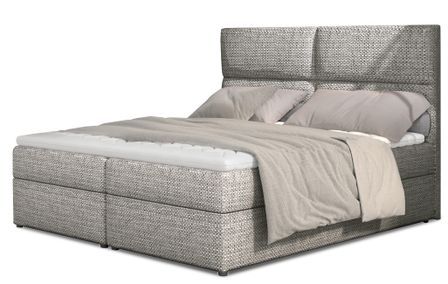 Lit continental capitonné tissu gris clair chiné Weber