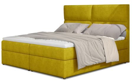 Lit continental capitonné tissu jaune Weber