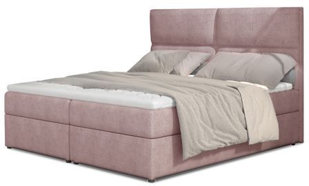 Lit continental capitonné tissu rose Weber