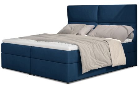 Lit continental capitonné velours bleu Weber