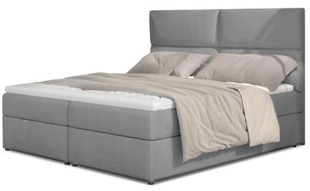 Lit continental capitonné velours gris clair Weber