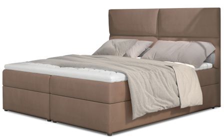 Lit continental capitonné velours marron clair Weber