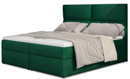 Lit continental capitonné velours vert Weber