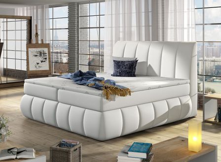 Lit continental simili cuir blanc Florencia