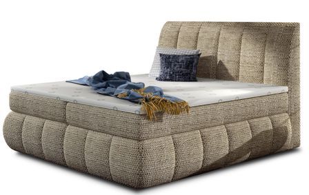 Lit continental tissu beige clair chiné Florencia