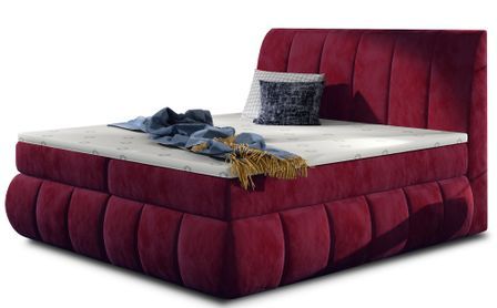Lit continental tissu doux bordeaux Florencia