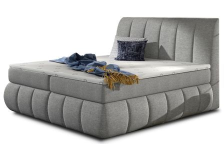 Lit continental tissu gris clair Florencia