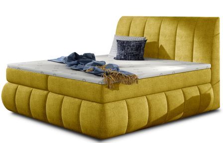 Lit continental tissu jaune olive Florencia