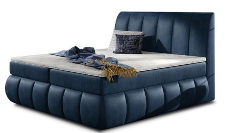 Lit continental velours bleu Florencia