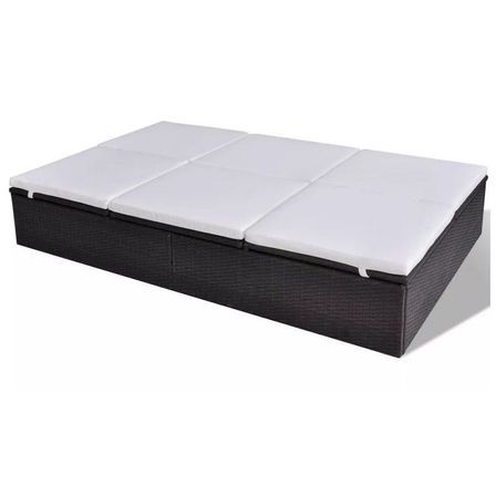 Lit de jardin résine tressée marron et polyester blanc Imia