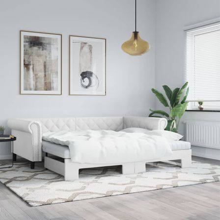 Lit de jour avec lit gigogne blanc 90x200 cm similicuir