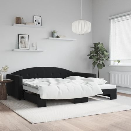 Lit de jour avec lit gigogne noir 100x200 cm velours