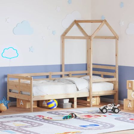 Lit de jour avec toit 90x190 cm bois de pin massif