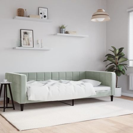 Lit de repos gris clair 100x200 cm velours