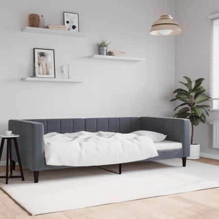 Lit de repos gris foncé 100x200 cm velours