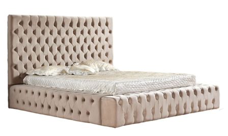 Lit design capitonné velours Kouma