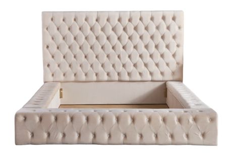 Lit design capitonné velours Kouma