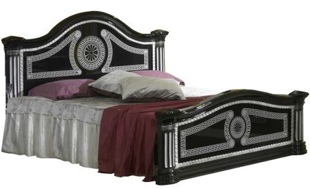 Lit design laqué noir et argenté Savana 180x200 cm