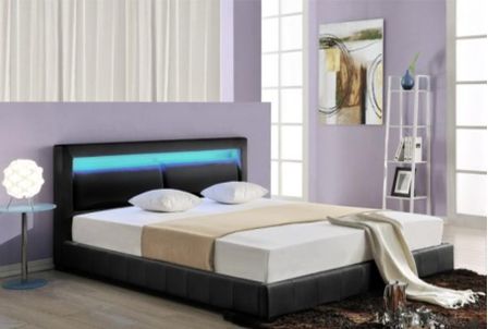 Lit design Noir à led Monaco 140