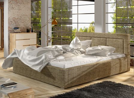 Lit double avec sommier Berlino - Tissu rembourré