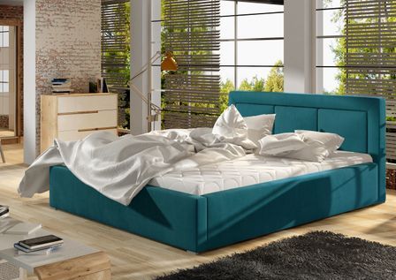 Lit double avec sommier Berlino - Velours rembourré