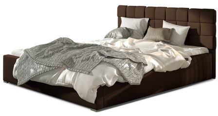 Lit double avec sommier Kanda – Simili cuir capitonné