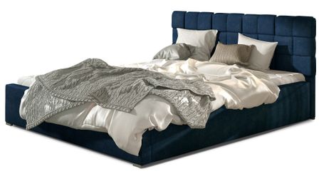 Lit double avec sommier Kanda – Velours capitonné