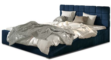 Lit double avec sommier Kanda – Velours capitonné