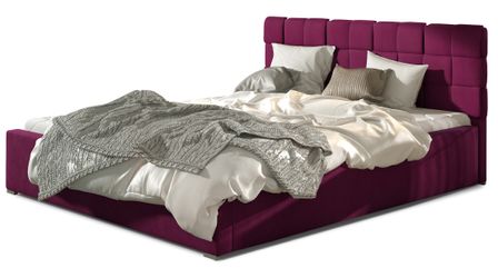 Lit double avec sommier Kanda – Velours capitonné