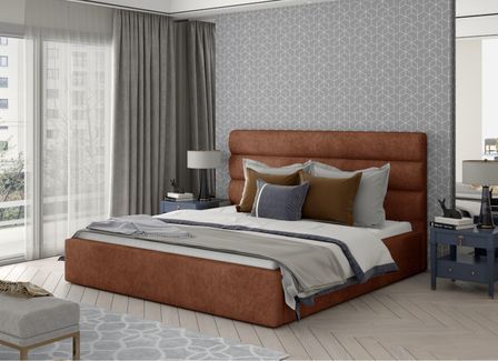 Lit double avec sommier Klarina - Tissu rembourré