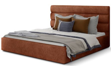 Lit double avec sommier Klarina - Tissu rembourré