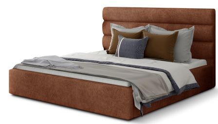 Lit double avec sommier Klarina - Tissu rembourré