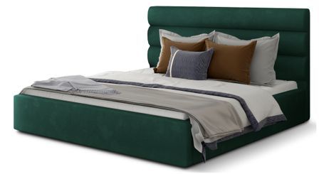 Lit double avec sommier Klarina - Velours rembourré