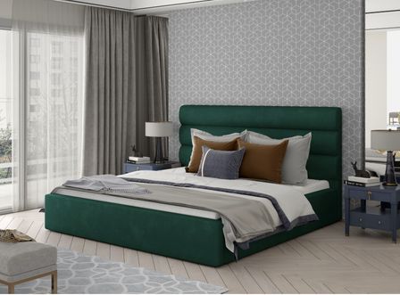 Lit double avec sommier Klarina - Velours rembourré