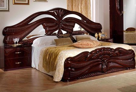 Lit double bois brillant acajou Denyz 160