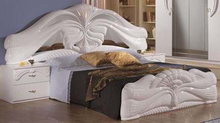 Lit double bois brillant blanc Denyz 160