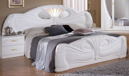 Lit double bois brillant blanc Proud 160