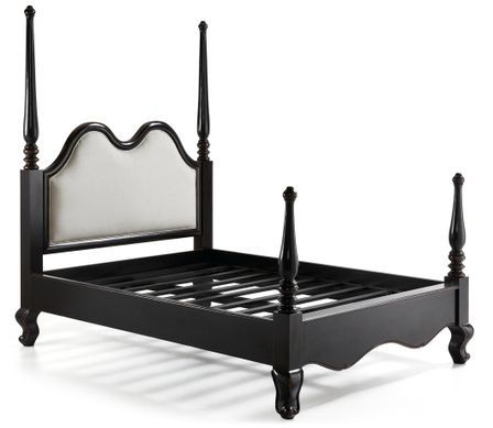 Lit double en bois d'acajou noir Klacik 160 cm