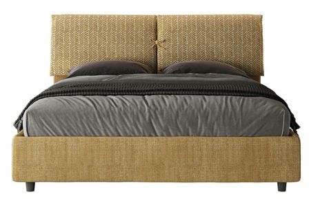Lit double grands coussins tête de lit rembourré tissu tapissé Viena