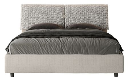 Lit double grands coussins tête de lit rembourré tissu tapissé Viena