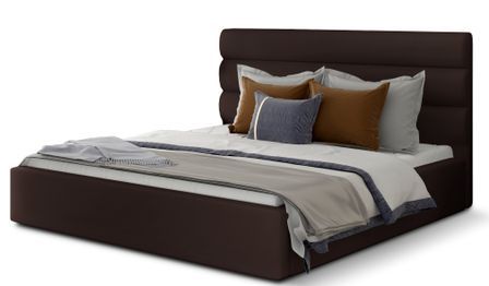 Lit double avec sommier Klarina - Simili cuir rembourré