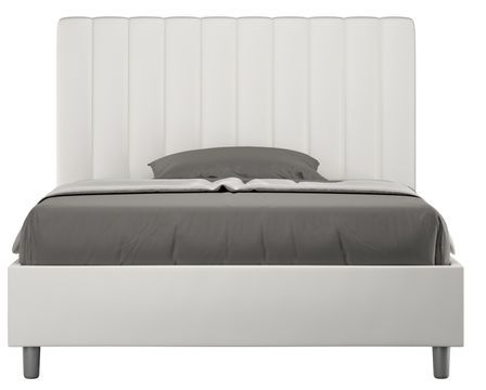Lit double matelassé aux lignes verticales simili cuir Nora