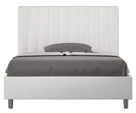 Lit double matelassé aux lignes verticales simili cuir Nora