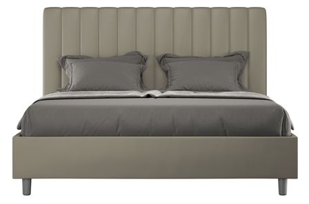 Lit double matelassé aux lignes verticales simili cuir Nora