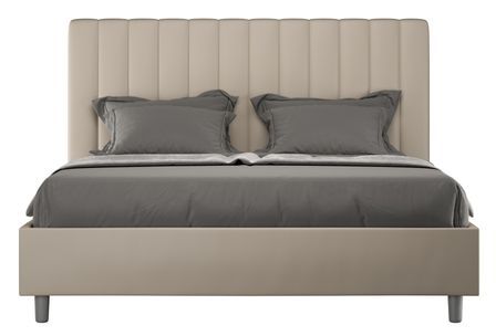 Lit double matelassé aux lignes verticales simili cuir Nora